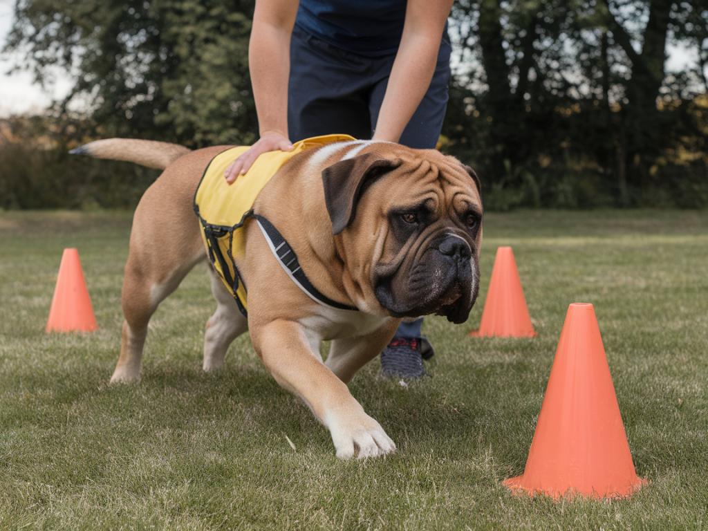 safe stretching and physiotherapy exercises to support bullmastiff hip health at home